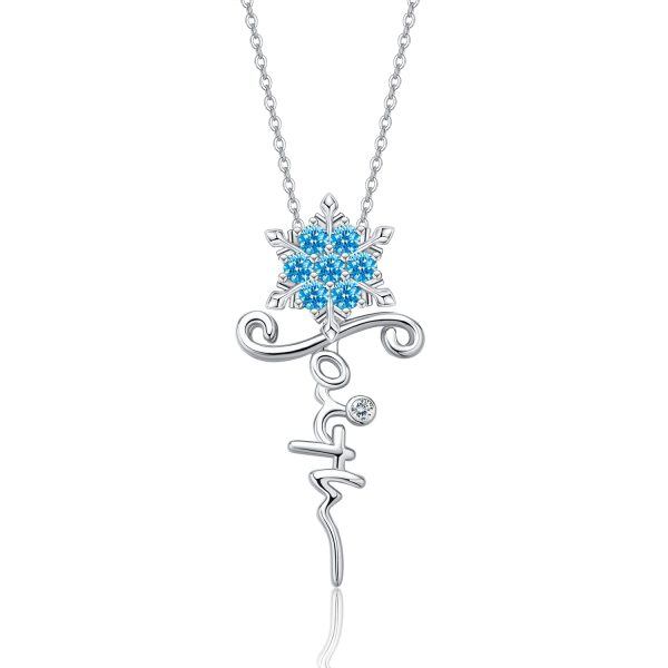 Sterling Silver Faith Cross Snowflake Necklace-0