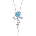 wholesale 925 Sterling Silver 925 Blue CZ Faith Cross Snowflake Pendant Necklace for Women-0-0