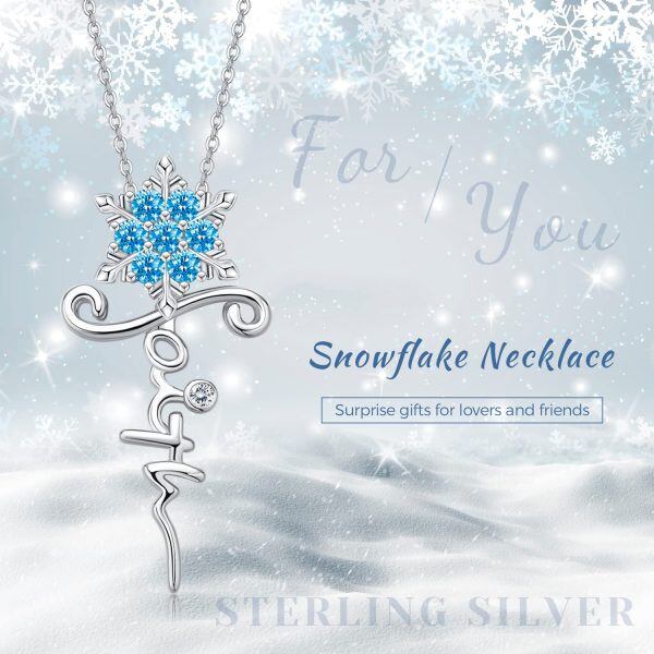 Sterling Silver Faith Cross Snowflake Necklace-2