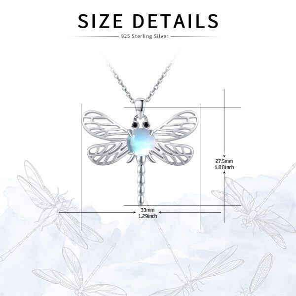 Sterling Silver Moonstone Dragonfly Necklace-1