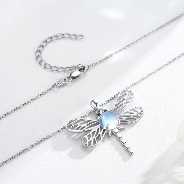 Sterling Silver Moonstone Dragonfly Necklace-2