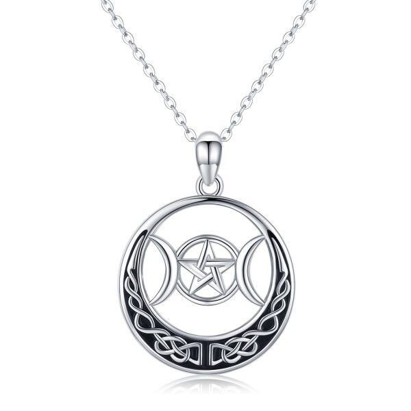 Sterling Silver Pentagram Celtic Necklace-0