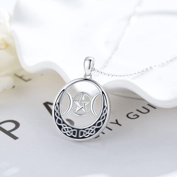 Sterling Silver Pentagram Celtic Necklace-4