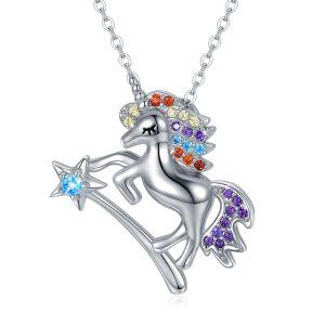 Sterling Silver Unicorn Necklace-0