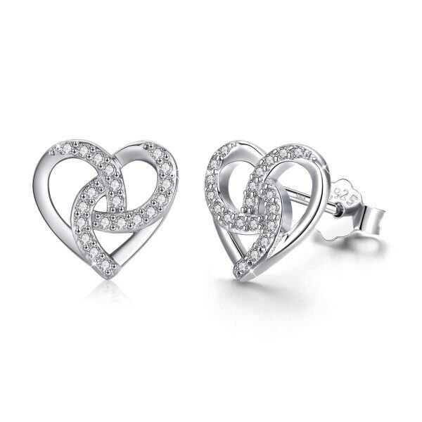 Sterling Sliver Heart Earrings-0