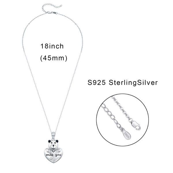 Sterling Silver Bear Heart Necklace-4