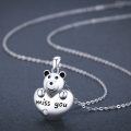 wholesale 925 Sterling Silver Teddy Bear Heart Pendant Miss You Necklace Gifts for Women-0-5