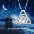 wholesale 925 Sterling Silver Moonstone Celtic Knot Claddagh Heart Pendant Necklace for Women-0-5