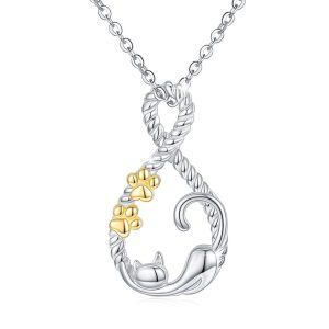 Sterling Silver Infinity Cat Necklace-0