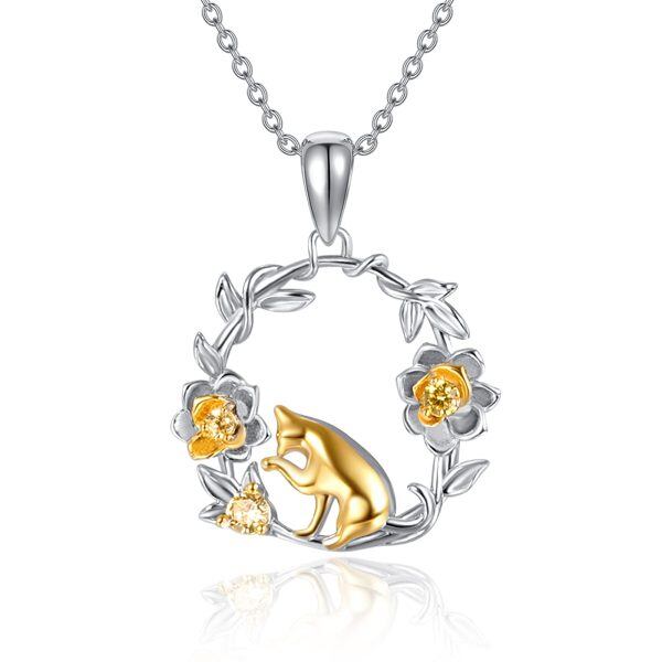 Sterling Silver Cat Necklace-0