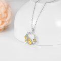 wholesale 925 Sterling Silver 925 Gold Plated Cat & Flowers Pendant Necklace for Women-0-1