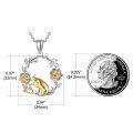 wholesale 925 Sterling Silver 925 Gold Plated Cat & Flowers Pendant Necklace for Women-0-2