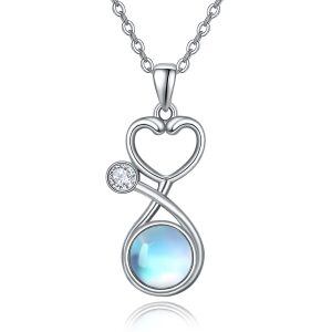 Sterling Silver Stethocope Heart Necklace-0