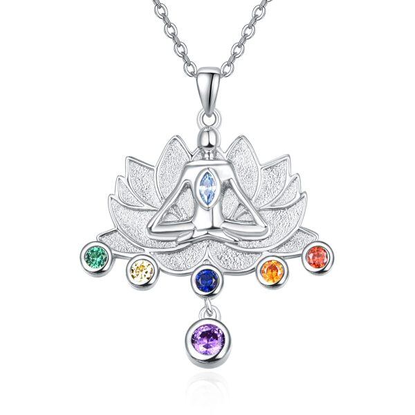 Sterling Silver Lotus Chakra Necklace-0