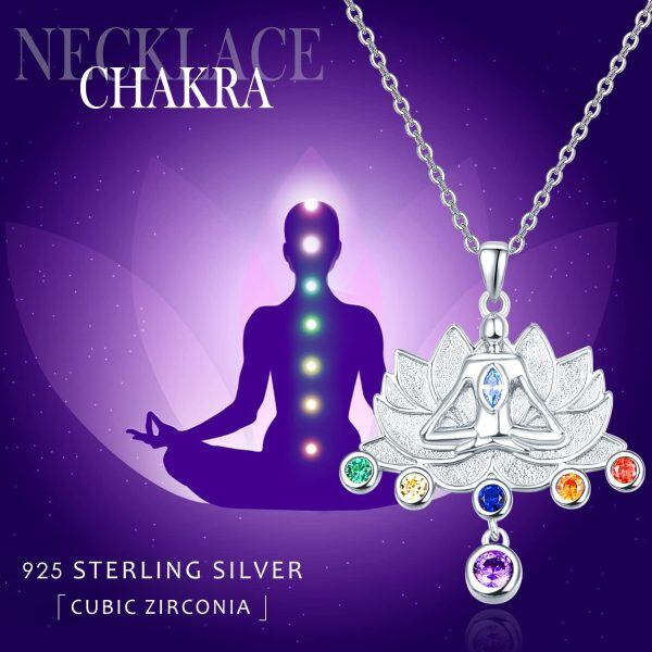 Sterling Silver Lotus Chakra Necklace-5