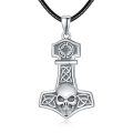 wholesale 925 Sterling Silver 925 Viking Thor's Hammer with Skull and Celtic Knots Pendant Necklace for Men-0-0
