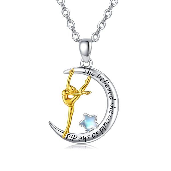 Sterling Silver Ballerina Star Moon Necklace-0