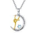 wholesale 925 Sterling Silver Ballet Dancer Crescent Moon with Star Pendant Necklace for Women-0-0