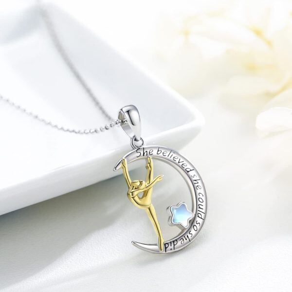 Sterling Silver Ballerina Star Moon Necklace-1