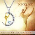 wholesale 925 Sterling Silver Ballet Dancer Crescent Moon with Star Pendant Necklace for Women-0-3