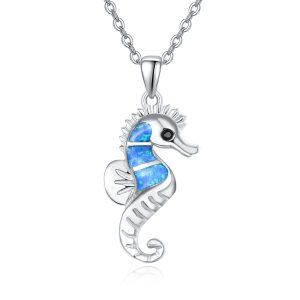 Sterling Silver Seahorse Necklace-0