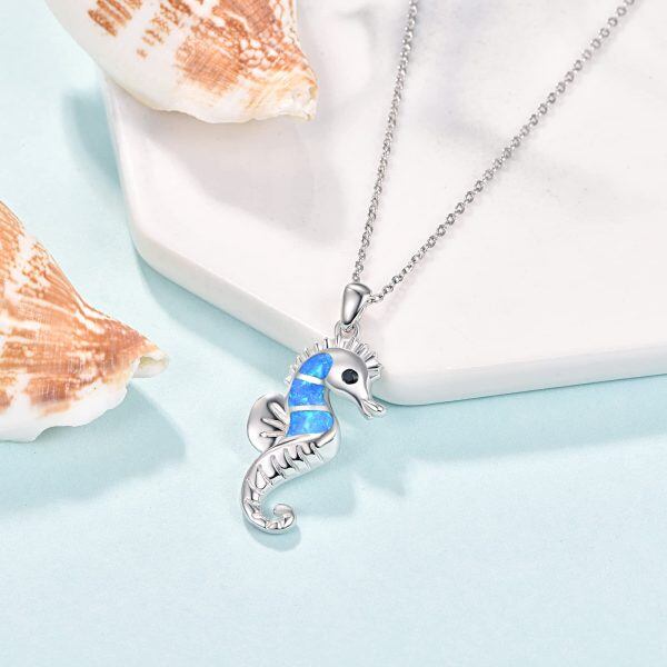 Sterling Silver Seahorse Necklace-1