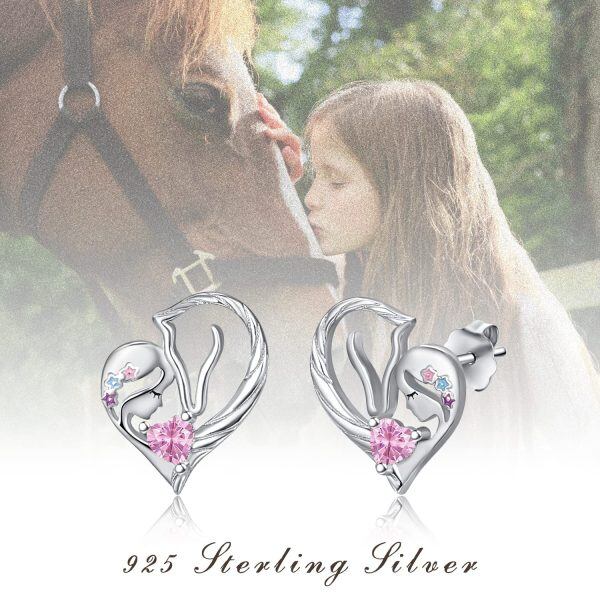 Sterling Silver Girl And Horse Earrings-5