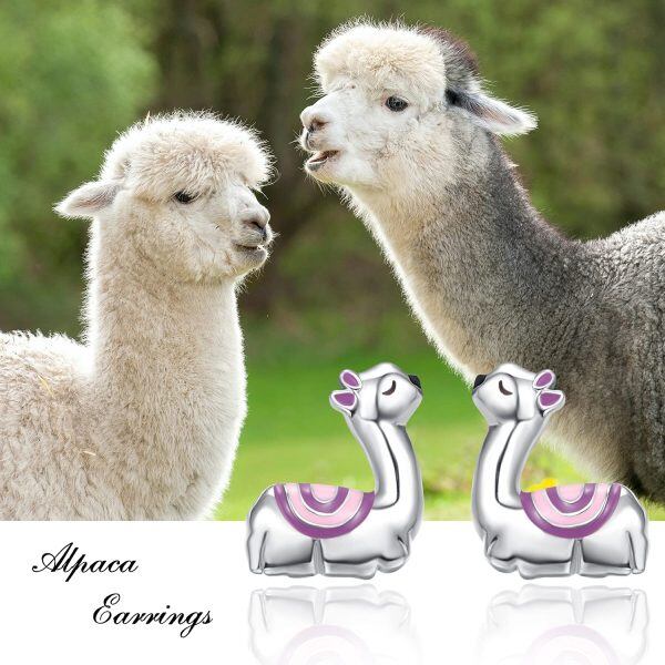 Sterling Silver Alpaca Studs Earrings-5