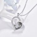 wholesale 925 Sterling Silver Heart-Shaped Girl Pendant Necklace with Cubic Zirconia Stones for Women-0-2