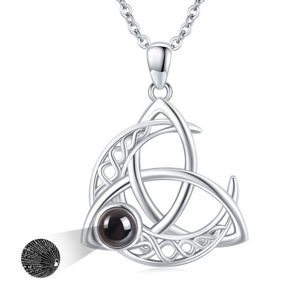 Sterling Silver Celtic Moon Necklace-0