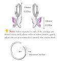 wholesale 925 Sterling Silver Pink Crystal Butterfly Hoop Earrings for Girls-0-1