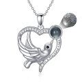wholesale 925 Sterling Silver Dove Heart I Love You Multilingual Message Pendant Necklace for Women-0-0