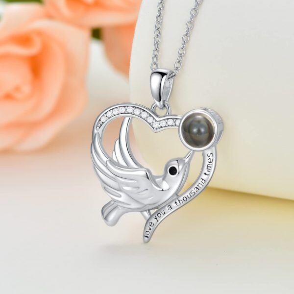 Sterling Silver Dove Heart Necklace-2