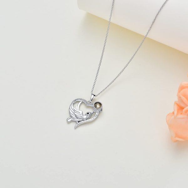 Sterling Silver Dove Heart Necklace-3