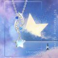 wholesale 925 Sterling Silver Star & Moon Stone Pendant Necklaces for Women -0-6