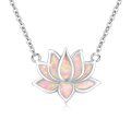 wholesale 925 Sterling Silver Pink Opal Lotus Flower Pendant Necklace Yoga s for Women and Moms-0-0