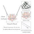 wholesale 925 Sterling Silver Pink Opal Lotus Flower Pendant Necklace Yoga s for Women and Moms-0-1