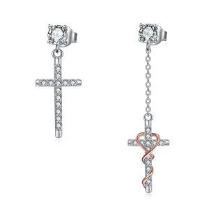 Sterling Silver Cross Earrings-0