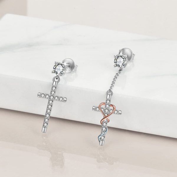 Sterling Silver Cross Earrings-1