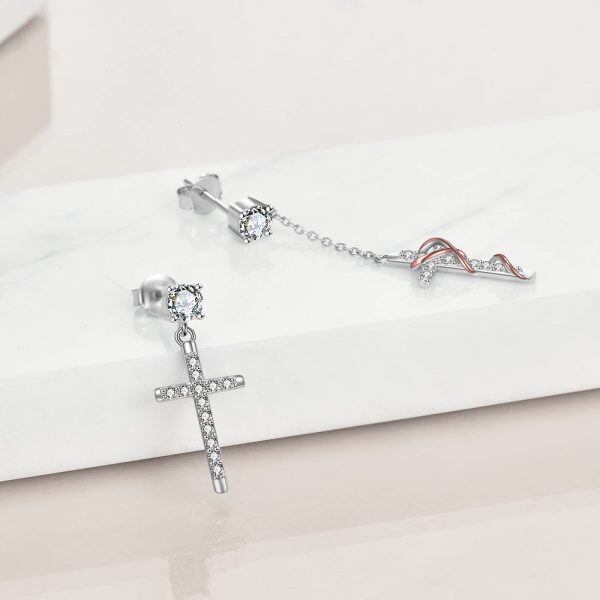 Sterling Silver Cross Earrings-2