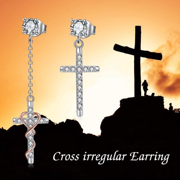 Sterling Silver Cross Earrings-5