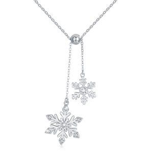 Sterling Silver Snowflake Necklace-0