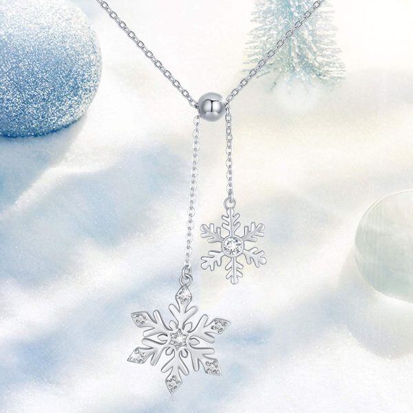 Sterling Silver Snowflake Necklace-5