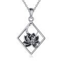 wholesale 925 Sterling Silver Cubic Zirconia Cut Lotus Flower Pendant Necklace for Women-0-0