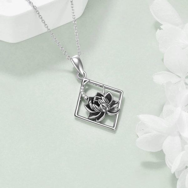 Sterling Silver Lotus Necklace-3