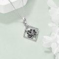 wholesale 925 Sterling Silver Cubic Zirconia Cut Lotus Flower Pendant Necklace for Women-0-3