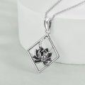 wholesale 925 Sterling Silver Cubic Zirconia Cut Lotus Flower Pendant Necklace for Women-0-4