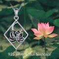 wholesale 925 Sterling Silver Cubic Zirconia Cut Lotus Flower Pendant Necklace for Women-0-5