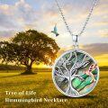 wholesale 925 Sterling Silver & Rose Gold Plated Abalone Shell Tree of Life Hummingbird Pendant Necklace for Women-0-3