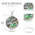 wholesale 925 Sterling Silver & Rose Gold Plated Abalone Shell Tree of Life Hummingbird Pendant Necklace for Women-0-6